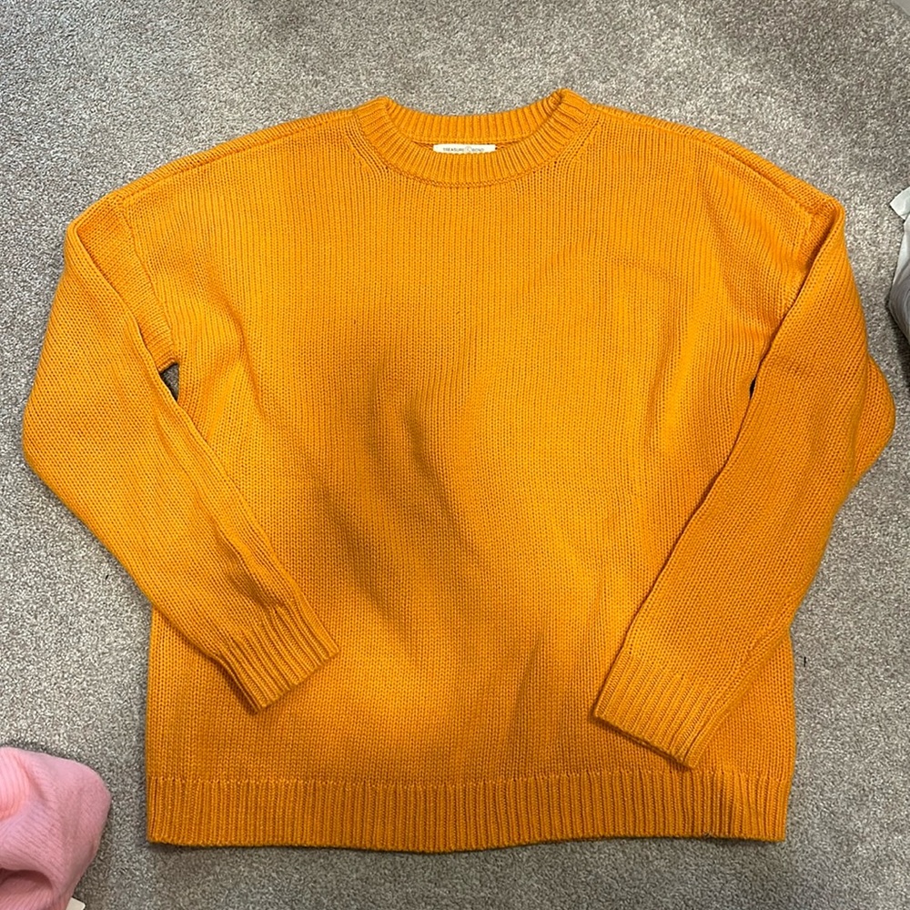 Something Navy X treasure and bond orange crew neck sweater